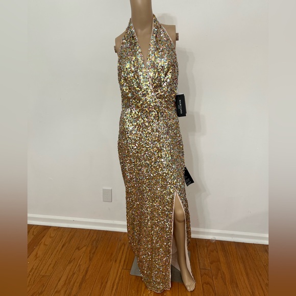 Marciano Dresses & Skirts - Marciano Limited Edition Shimmering Gold Sequin Halter Gown